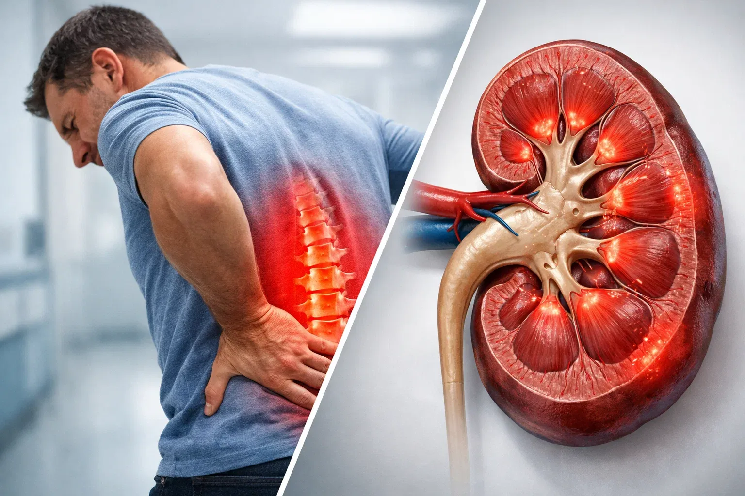 Comparison showing kidney pain and back pain differences